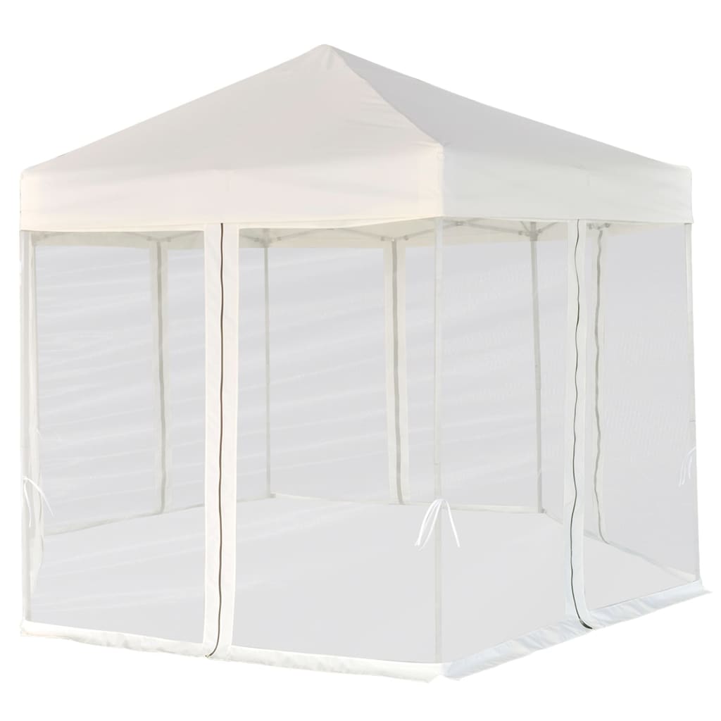 Vidaxl fête pop-up hexagonale avec 6 murs latéraux 3,6x3,1 m crème blanche