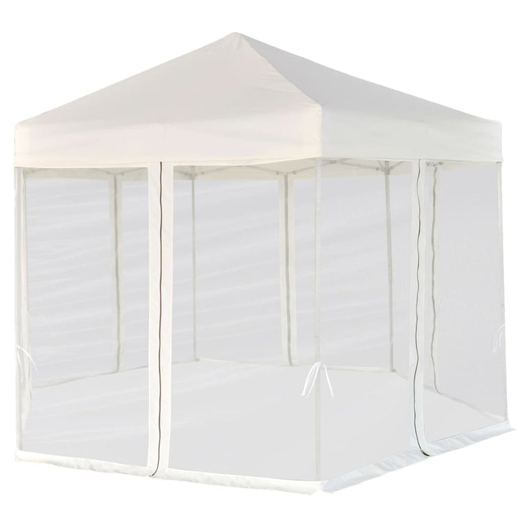 Vidaxl fête pop-up hexagonale avec 6 murs latéraux 3,6x3,1 m crème blanche