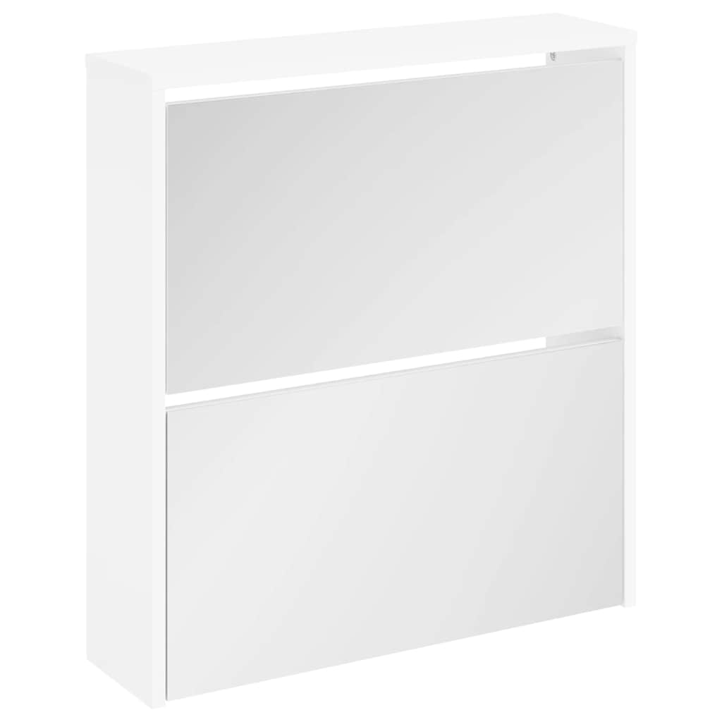 Armoire à chaussures Vidaxl à deux couches avec miroir 63x17x67 cm blanc