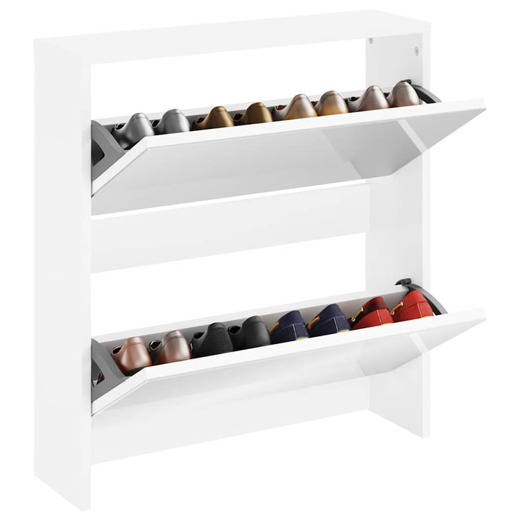 Armoire à chaussures Vidaxl à deux couches avec miroir 63x17x67 cm blanc