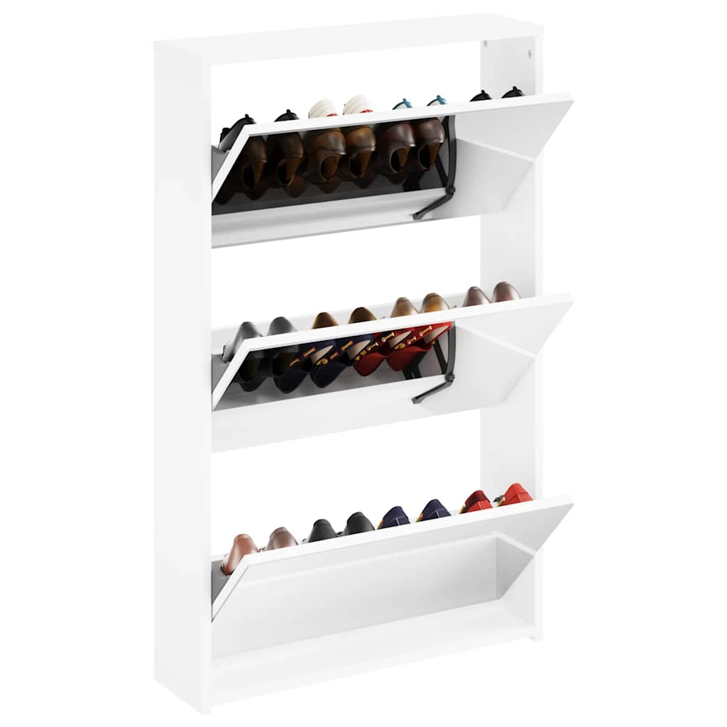 Armoire à chaussures Vidaxl trois couches avec miroir 63x17x102,5 cm blanc