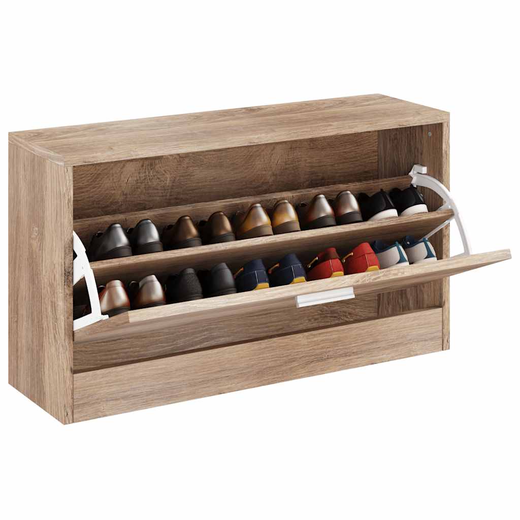 Banc de rangement de chaussures vidaxl 80x24x45 cm coloré en chêne
