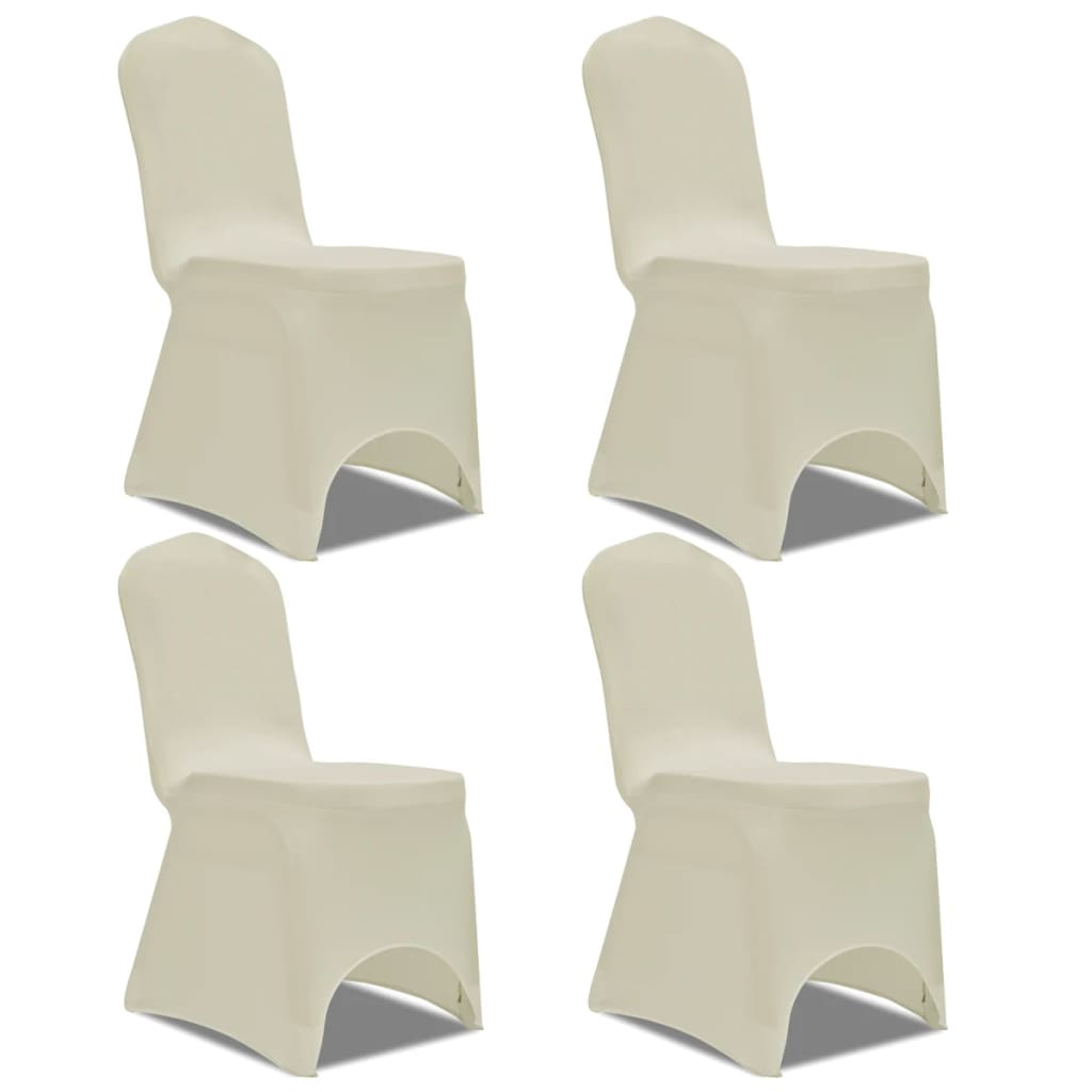 Couverture de chaise vidaxl stretch 4 pièces crème -colored