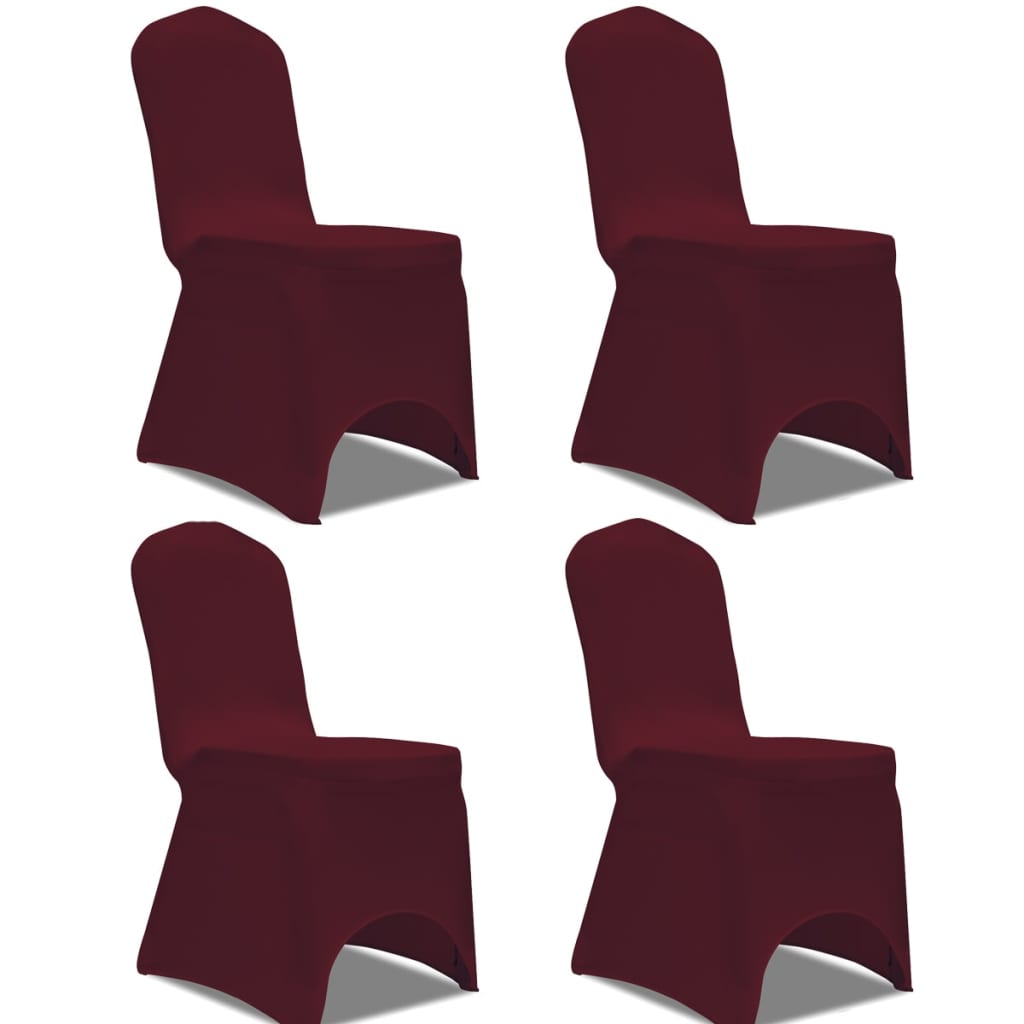 Couverture de chaise vidaxl stretch 4 pièces bordeaux