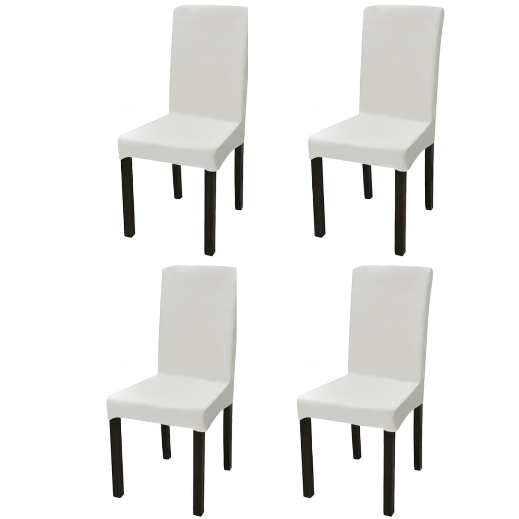 Vidaxl Chair Covers 4 St Stretch Straight Cream -Colored