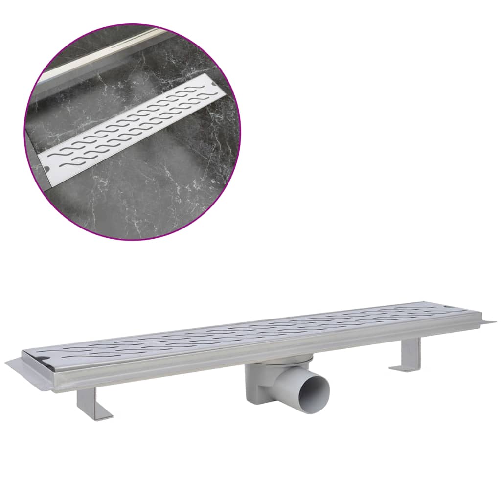 Vidaxl Douleur de douche Golf rectangulaire 630x140 mm en acier inoxydable