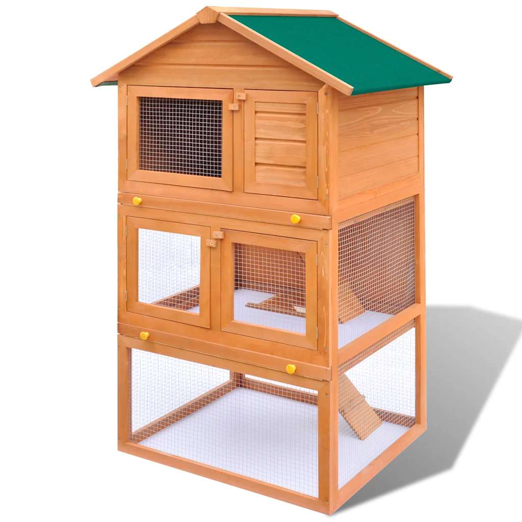 Vidaxx clapier extérieur cage en bois 3 couches