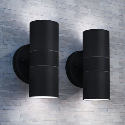 Vidaxl Lampes murales extérieures 2 pcs vers le haut en acier inoxydable