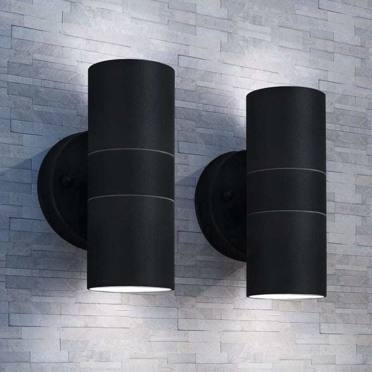 Vidaxl Lampes murales extérieures 2 pcs vers le haut en acier inoxydable