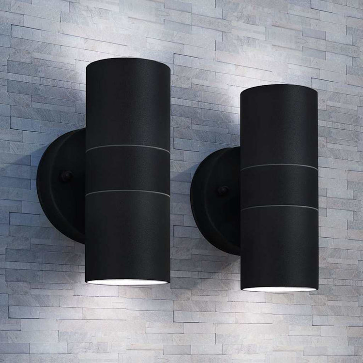 Vidaxl Lampes murales extérieures 2 pcs vers le haut en acier inoxydable