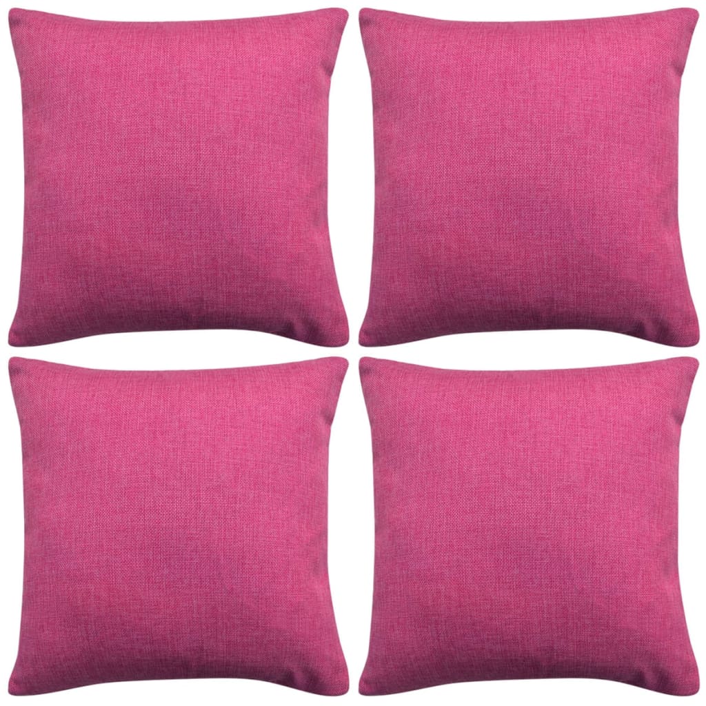 Coussin vidaxl couvre 4 pièces en lin look rose 40x40 cm