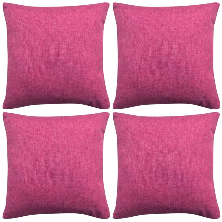 Coussin vidaxl couvre 4 pièces en lin look rose 40x40 cm