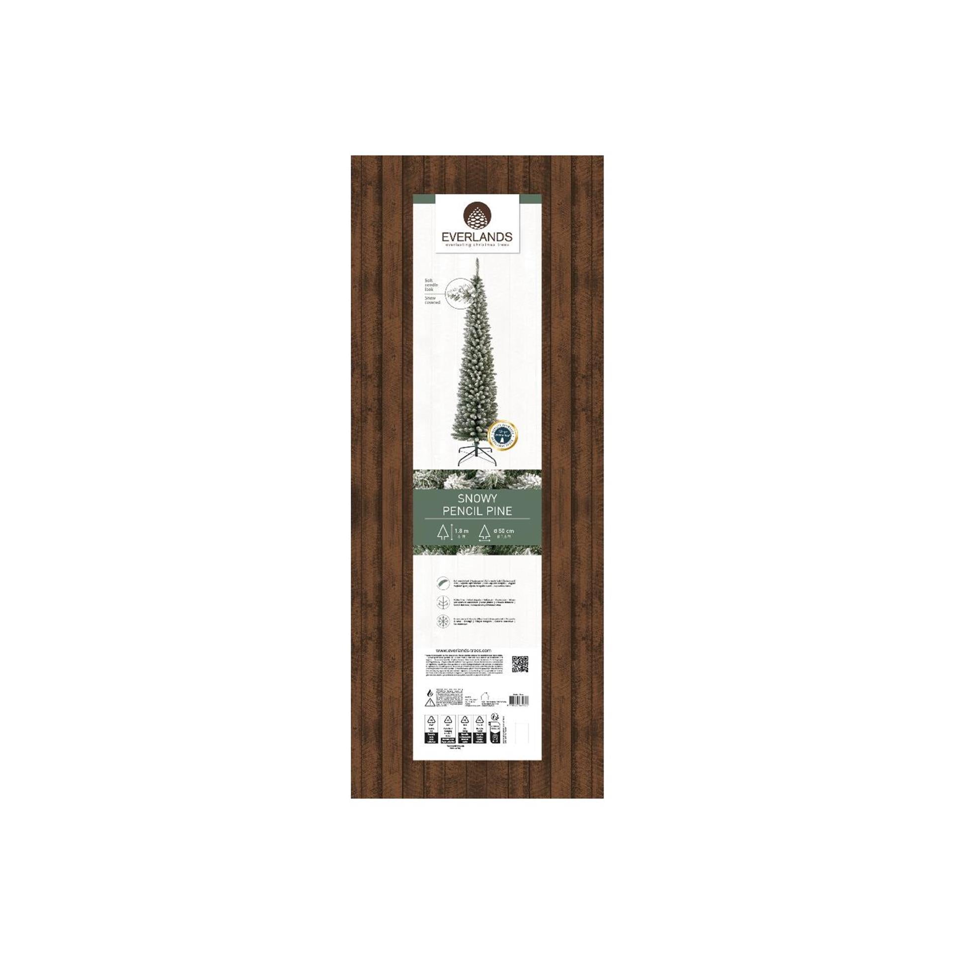 Everlands arbre de Noël crayon pin enneigé ø50xh180cm