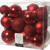 Décoris décoris balles de Noël en plastique 6-8-10 cm rouge 26 pièces