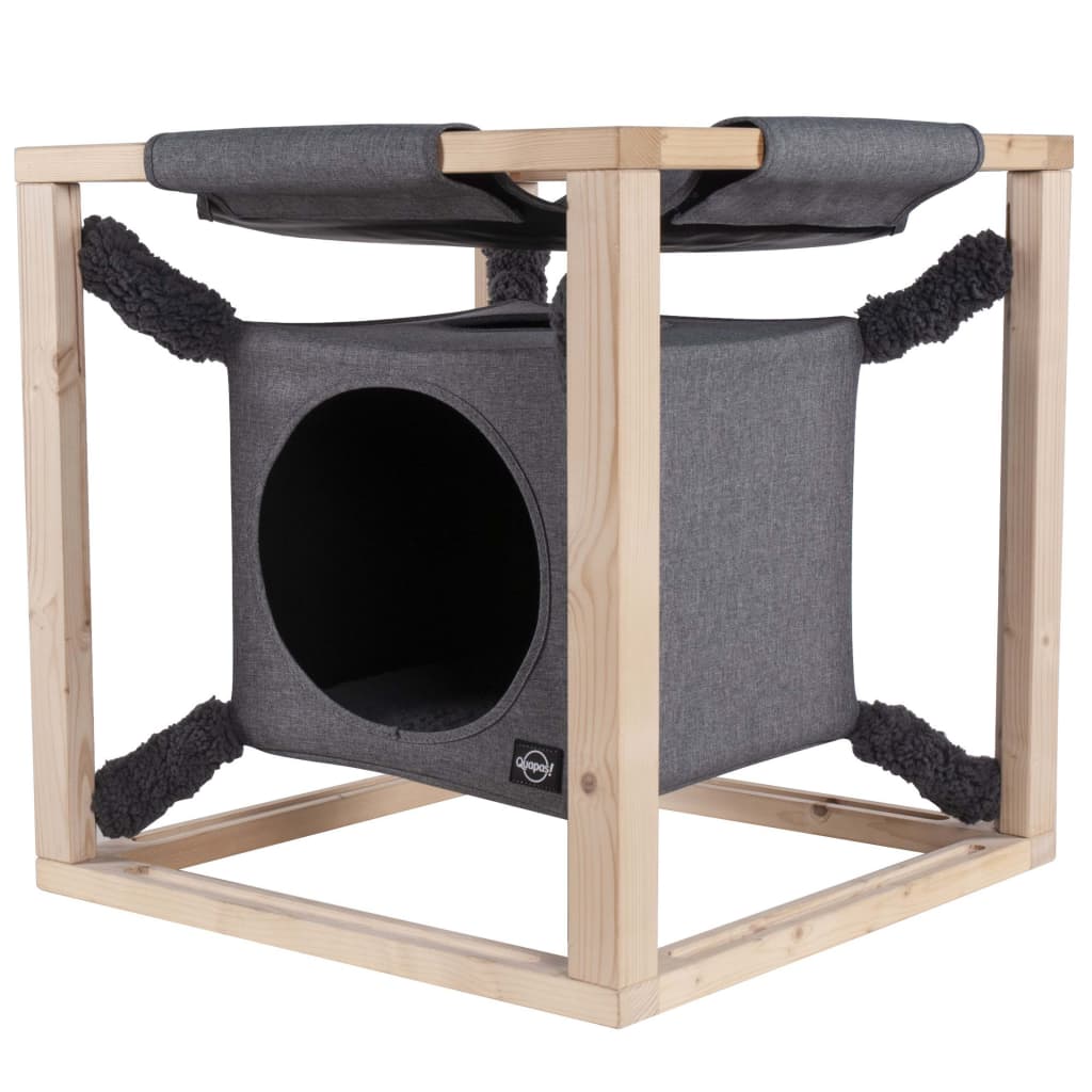 Quapas! Quapas! lit de chat avec hamac Catcube M 54x54x54 cm gris