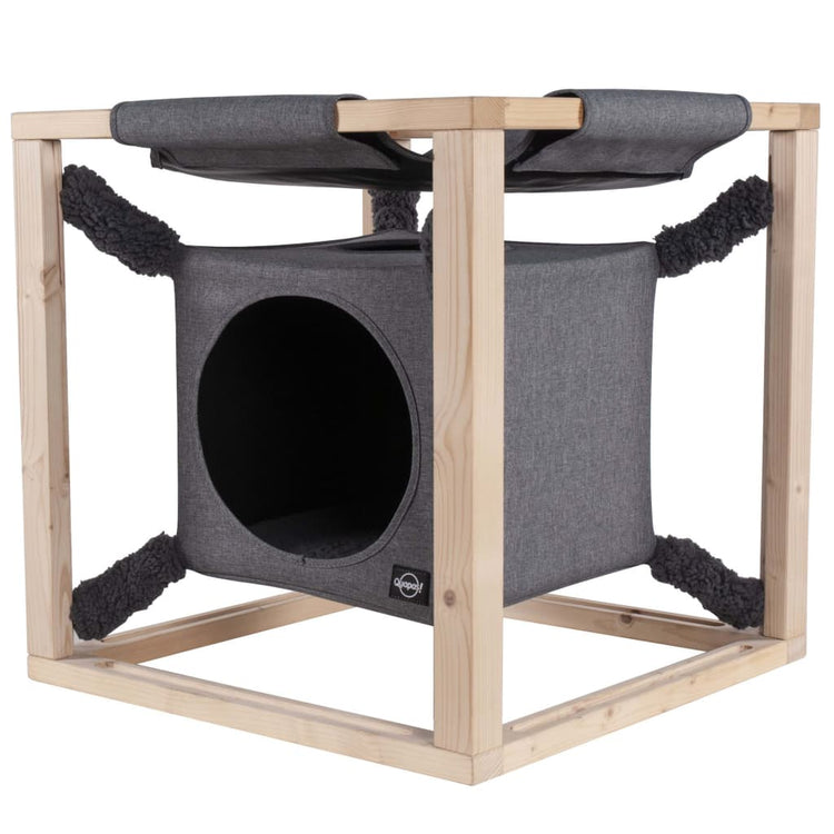 Quapas! Quapas! lit de chat avec hamac Catcube M 54x54x54 cm gris