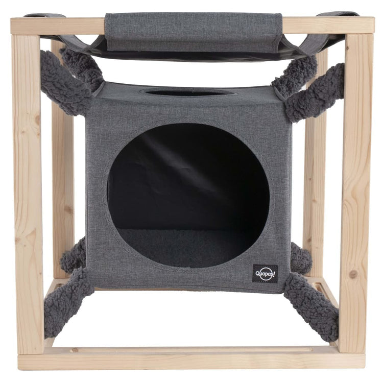 Quapas! Quapas! lit de chat avec hamac Catcube M 54x54x54 cm gris
