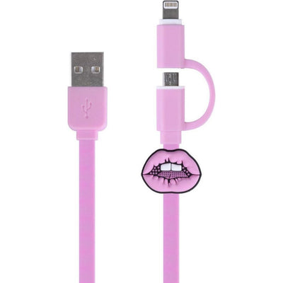 Kangaro Kangaro K-58191006 Dresz 2in1 Micro-USB Câble de chargement + broches rose