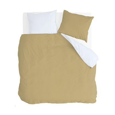 Housse de couette Byrklund Side Way - 240x220 - 100% coton - ocre jaune blanc