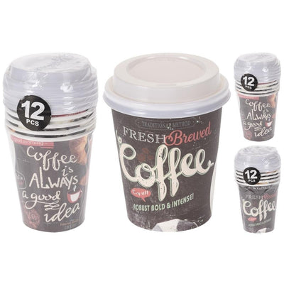 Tasse en papier de base avec couvercle en plastique 6 pièces différentes couleurs