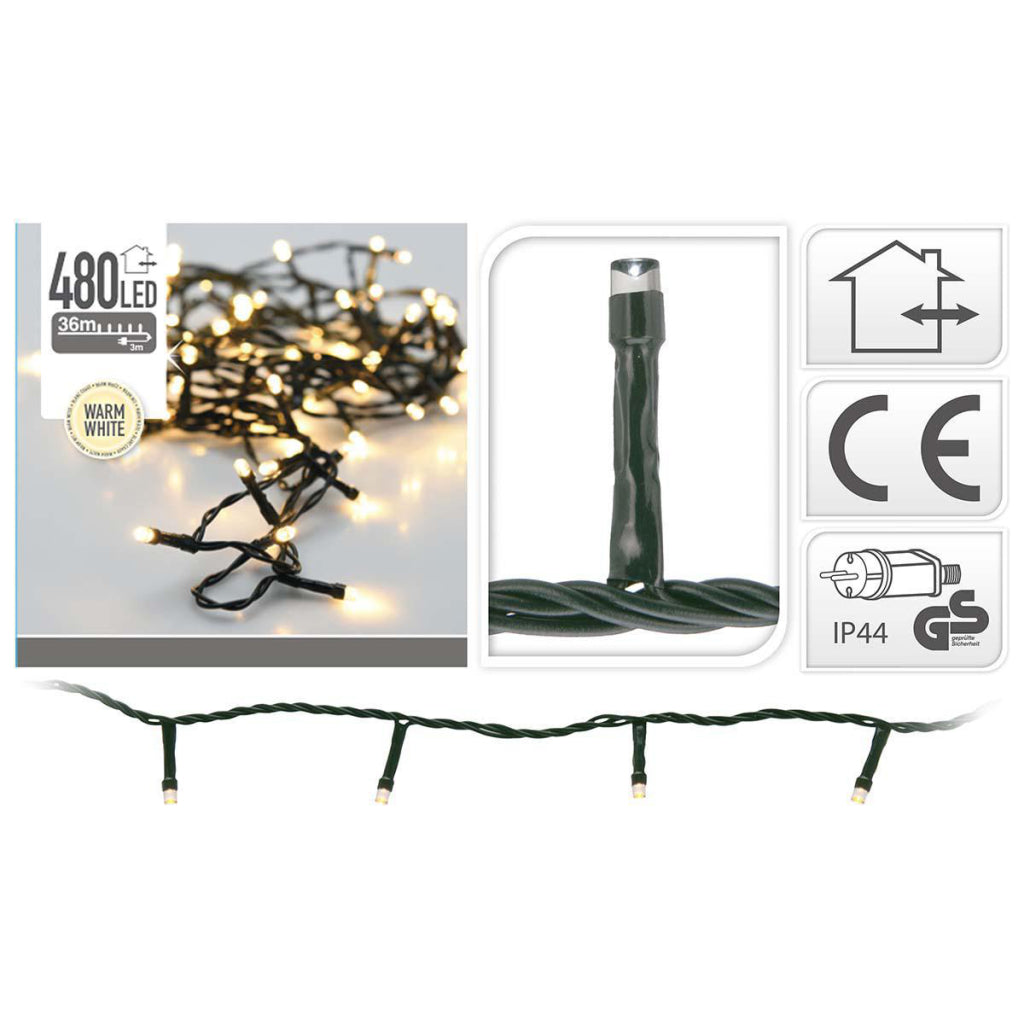 Aucune marque s.i.a. Guirlandes de Noël 36m 480 lumières LED IP44