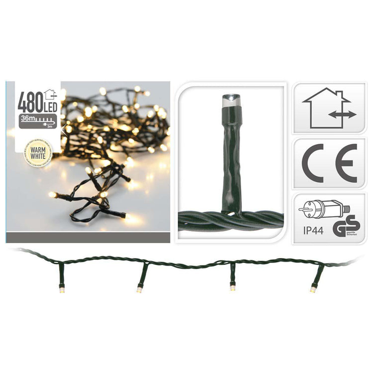 Aucune marque s.i.a. Guirlandes de Noël 36m 480 lumières LED IP44