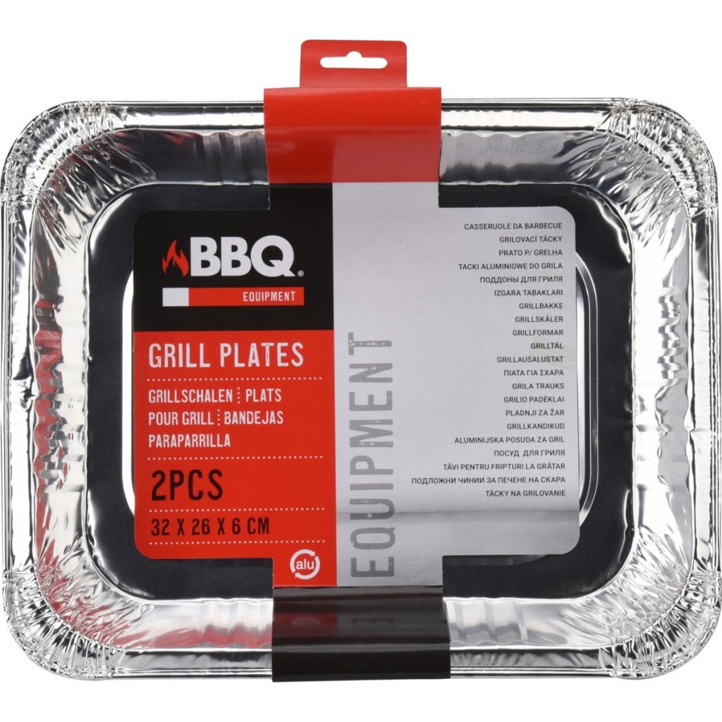 Boîte à grillades en aluminium BBQ 32x26x6 cm 2 pièces