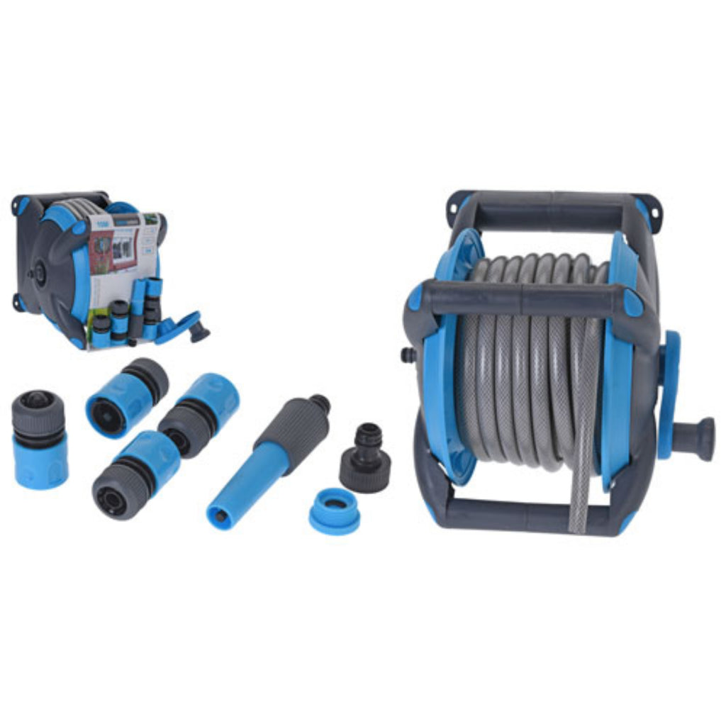 Pro jardin de jardin pro tuyaux avec support 15 m gris bleu