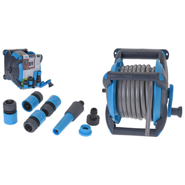 Pro jardin de jardin pro tuyaux avec support 15 m gris bleu