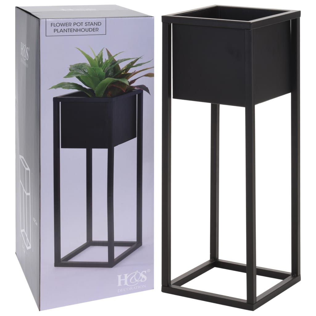 H S Collection H S Collection Flowerpot sur standard 60 cm en métal noir