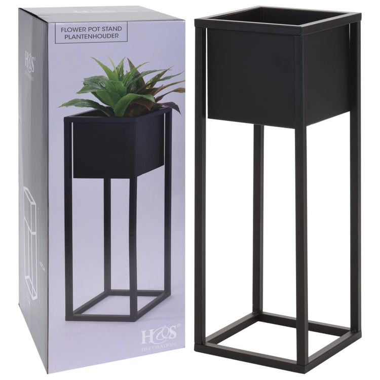 H S Collection H S Collection Flowerpot sur standard 60 cm en métal noir