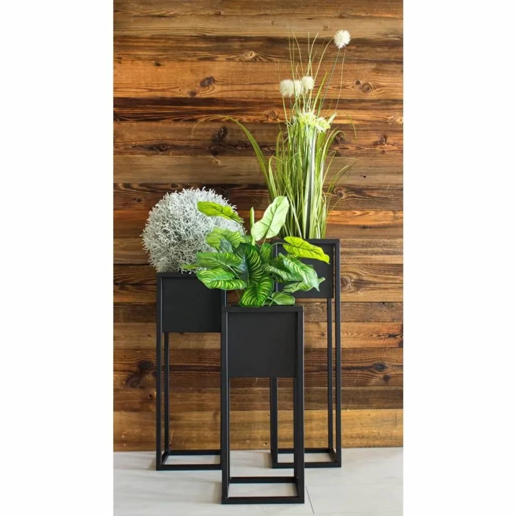 H S Collection H S Collection Flowerpot sur standard 60 cm en métal noir