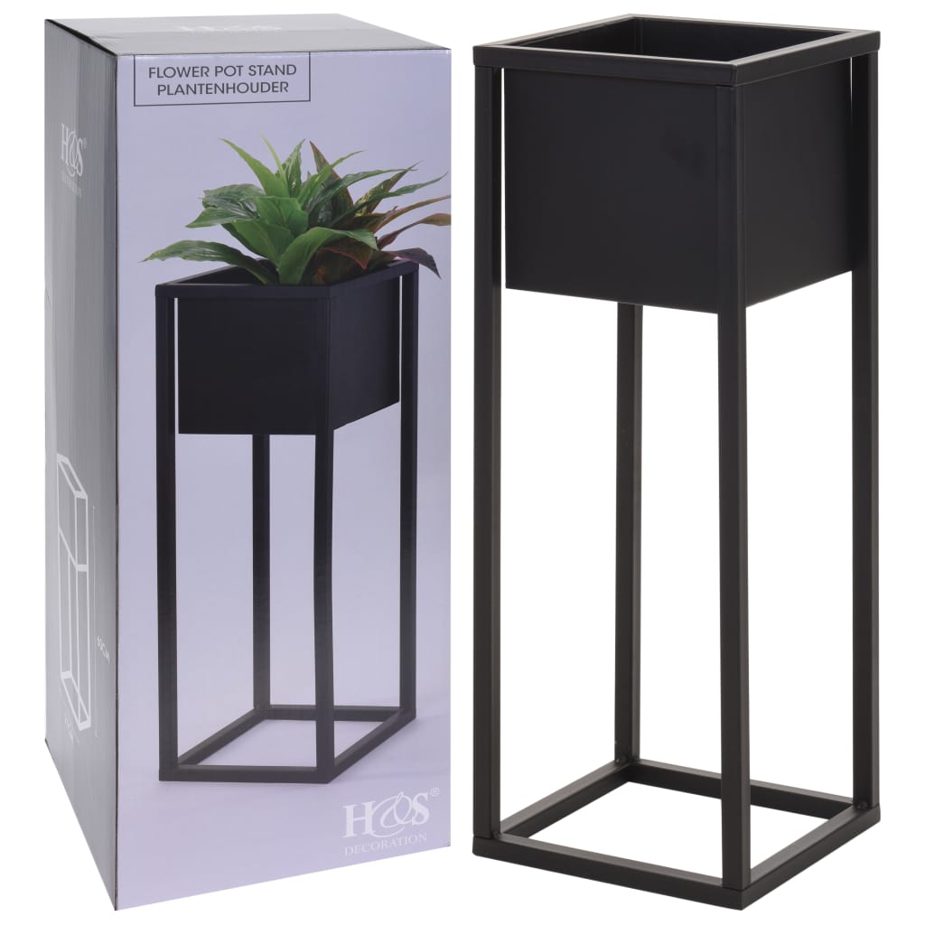 H S Collection H S Collection Flowerpot sur standard 60 cm en métal noir