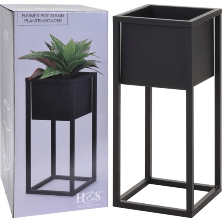 H S Collection H S Collection Flowerpot sur standard 50 cm de métal noir