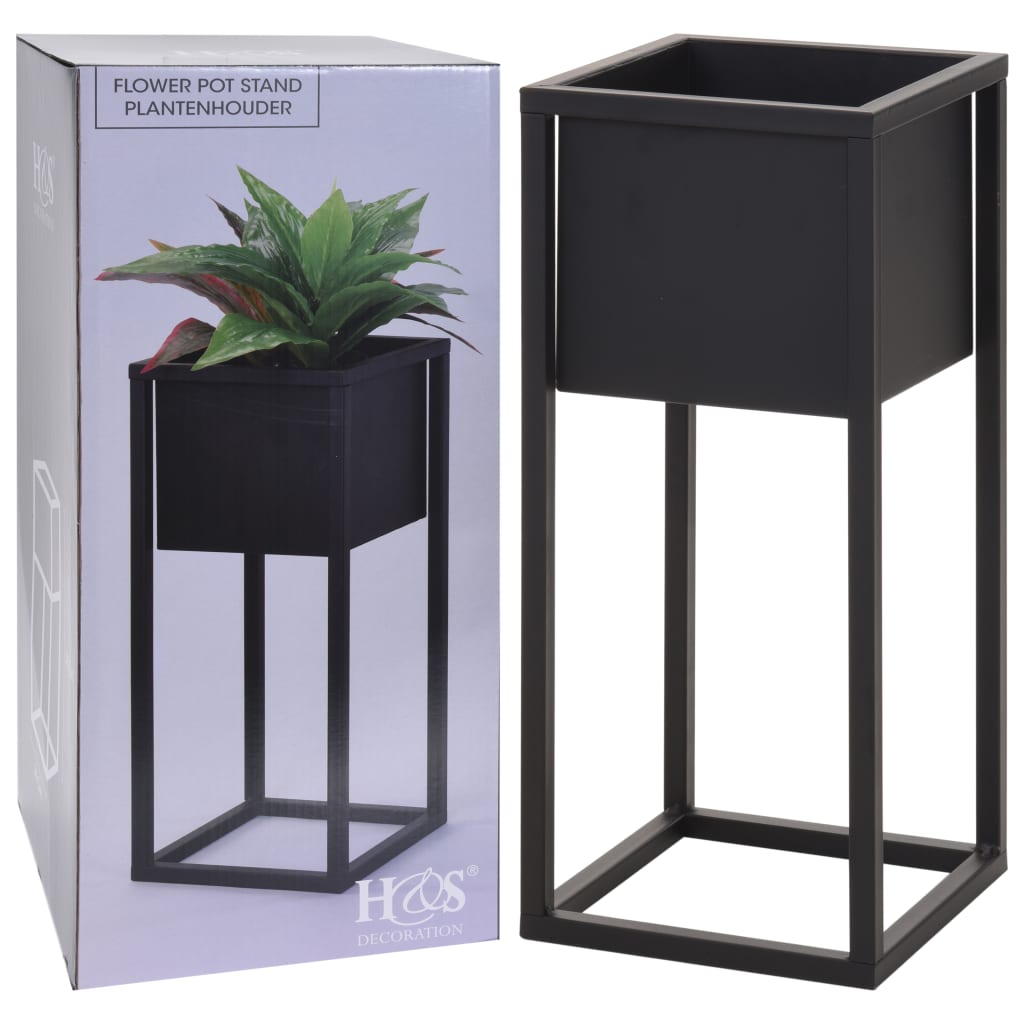 H S Collection H S Collection Flowerpot sur standard 50 cm de métal noir