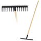 Râteau de jardin Pro avec manche en bois 142 cm bois noir