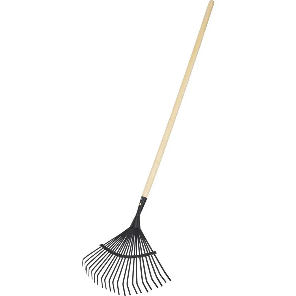 Râteau à feuilles de jardin Pro 150 cm bois métal noir