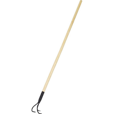 Houe de jardin Pro 3 dents 148 cm bois métal noir