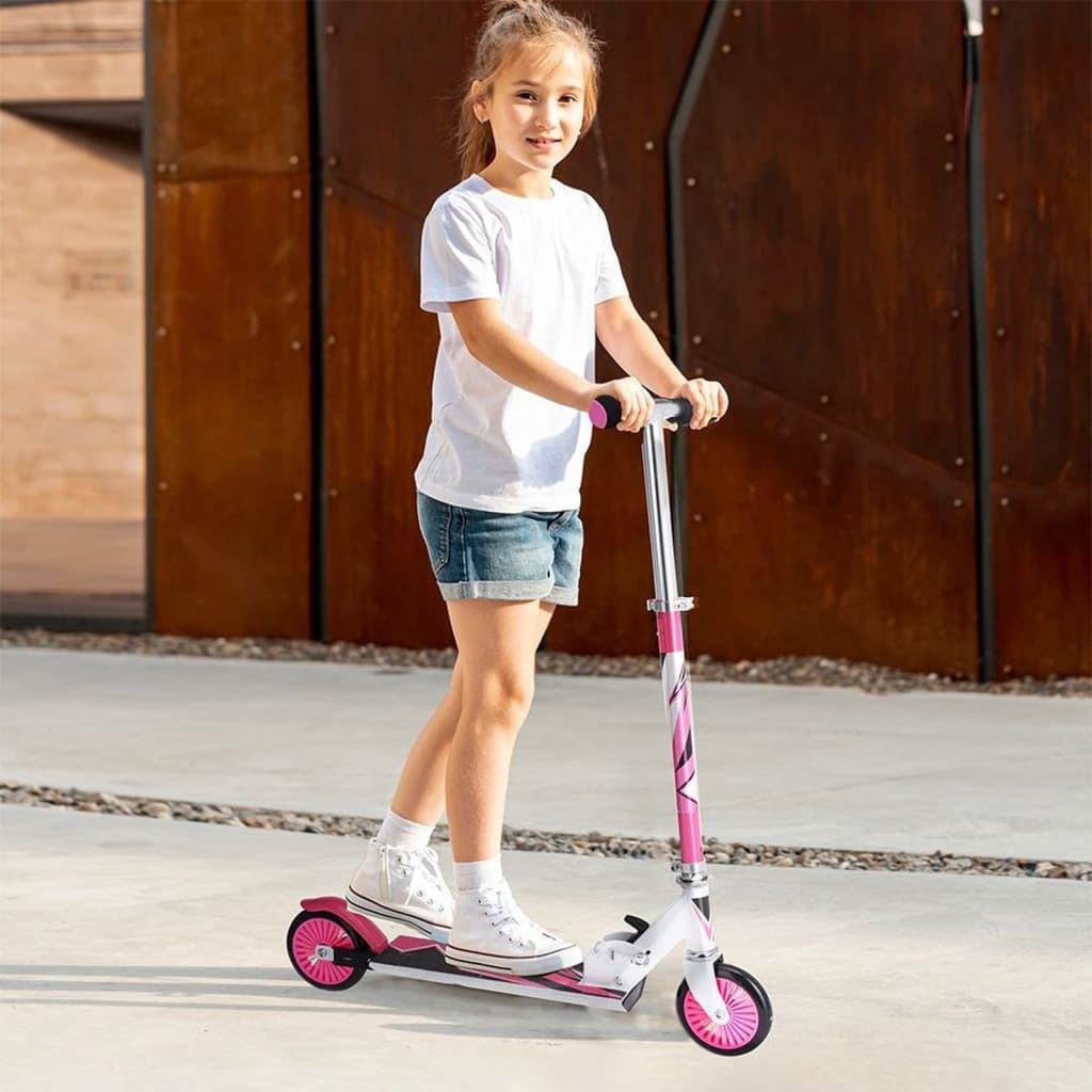 Xq max xq étape max pliable avec frein à pied rose et blanc
