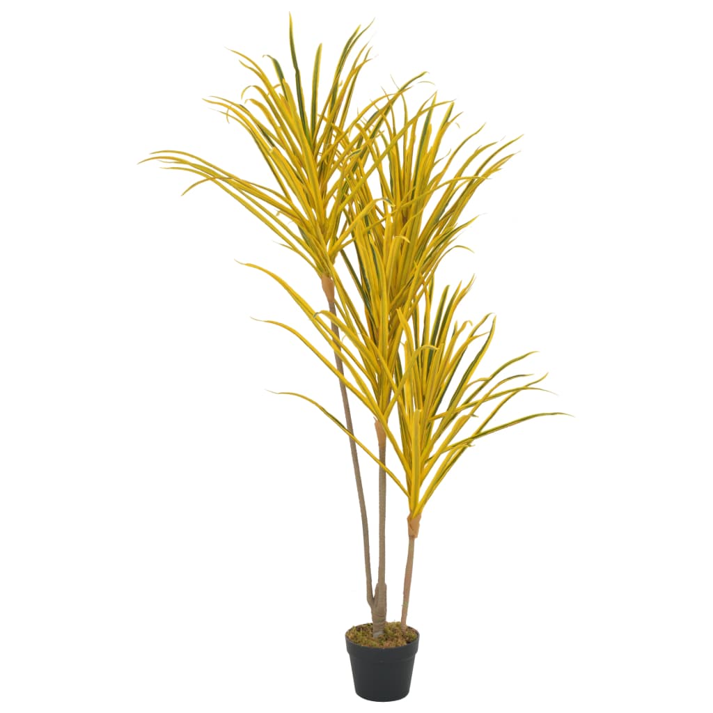 Vidaxl plante artificielle avec pot dracaena 125 cm jaune