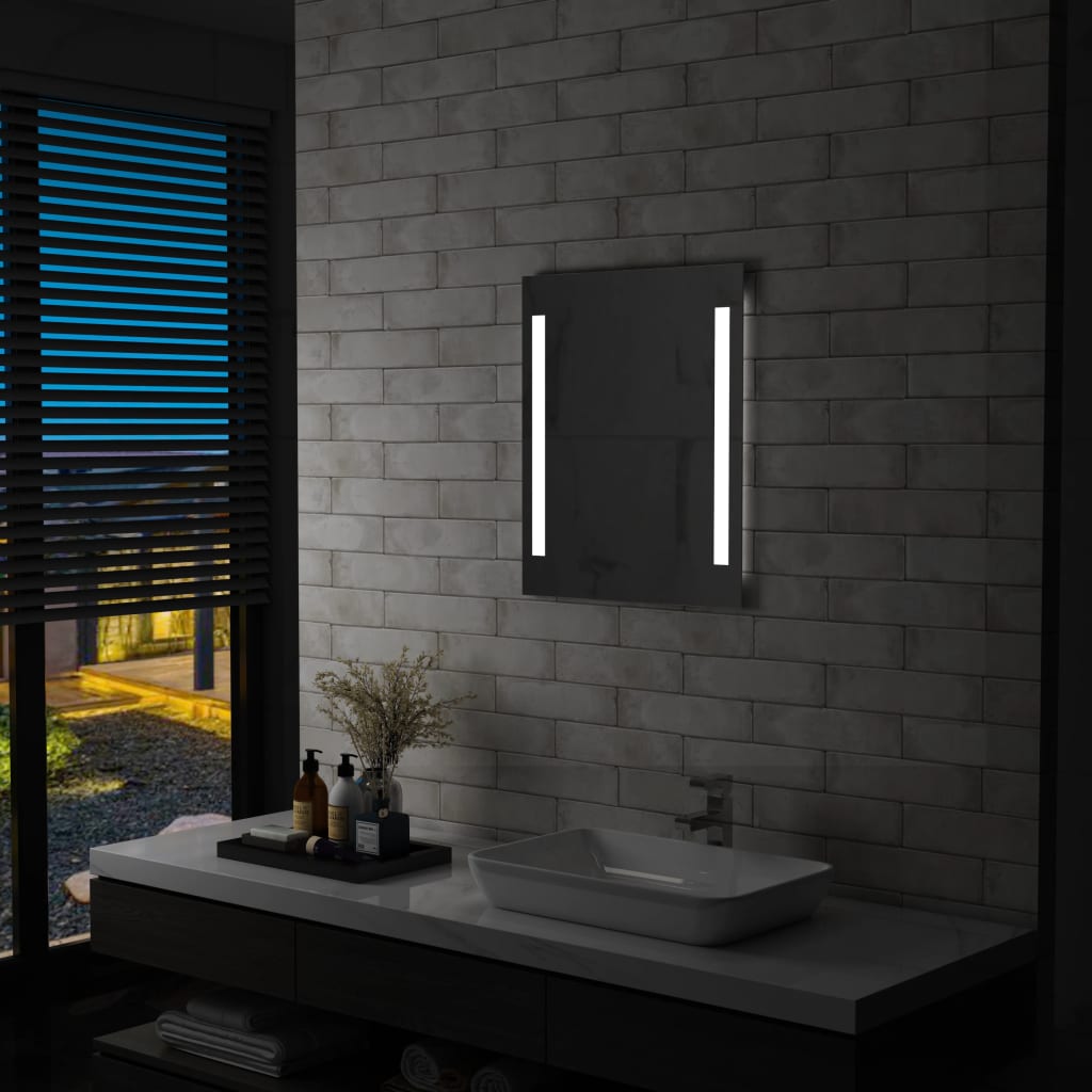 Miroir de salle de bain Vidaxl LED avec étagère 50x70 cm