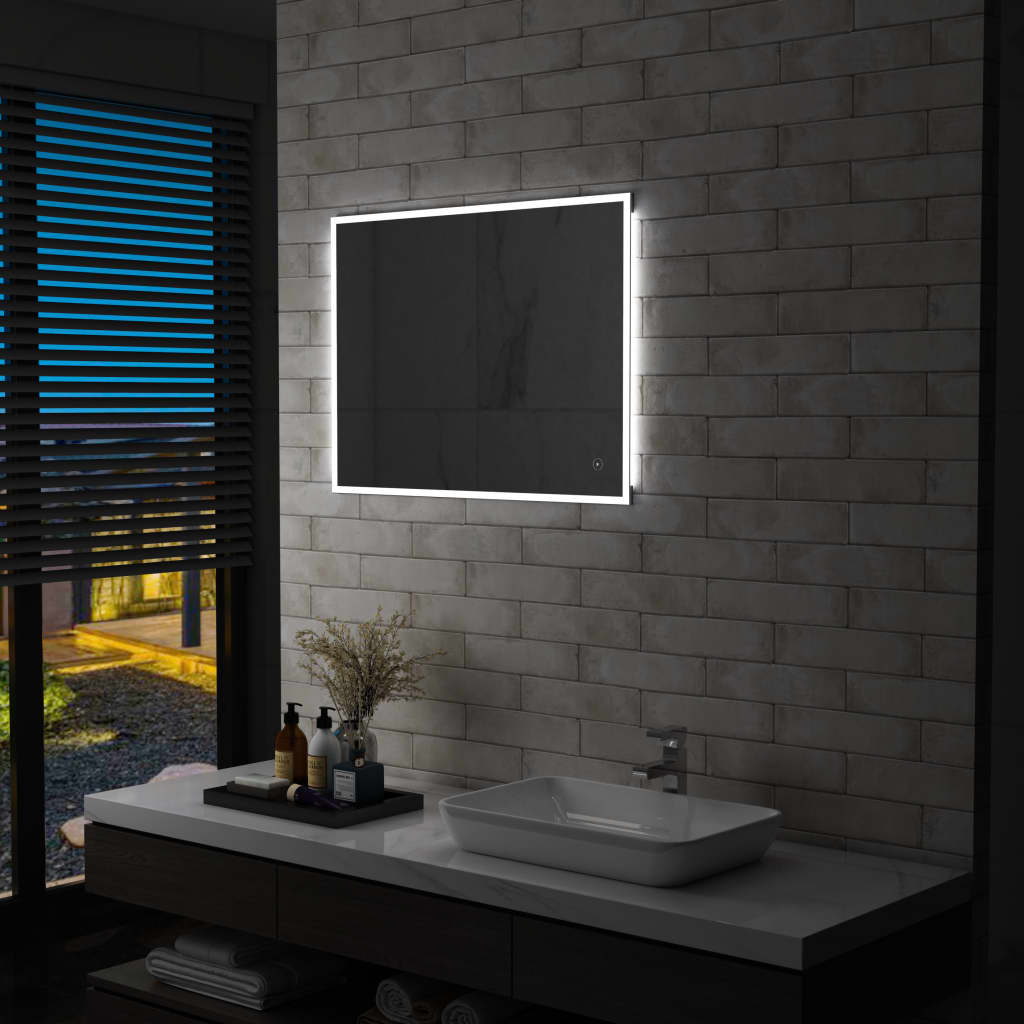 Miroir de salle de bain Vidaxl LED avec capteur tactile 80x60 cm