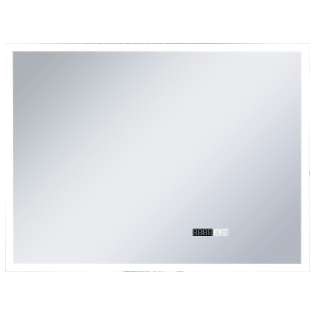 LED de miroir de salle de bain Vidaxl avec capteur tactile et affichage de temps 80x60 cm