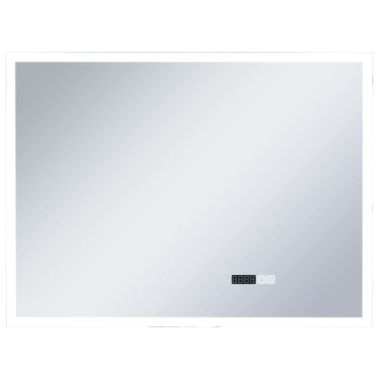 LED de miroir de salle de bain Vidaxl avec capteur tactile et affichage de temps 80x60 cm