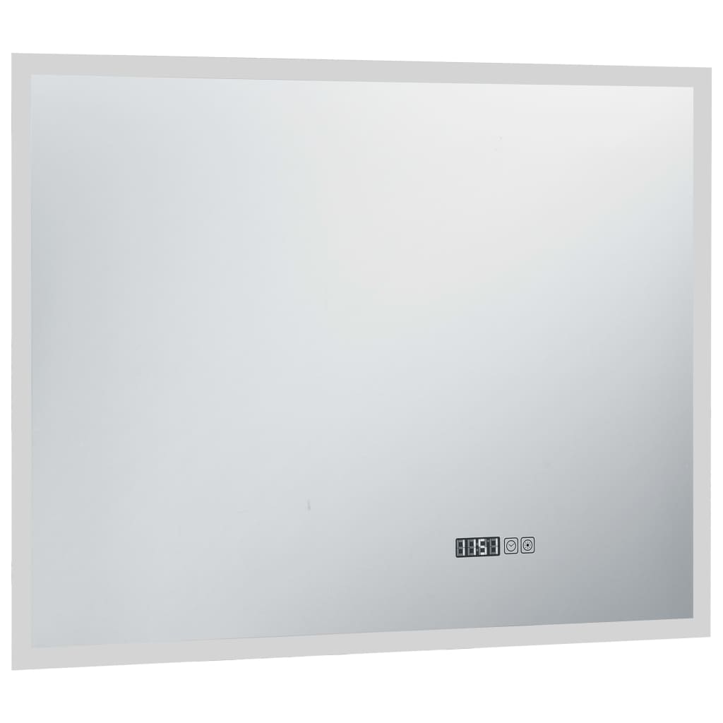 LED de miroir de salle de bain Vidaxl avec capteur tactile et affichage de temps 80x60 cm