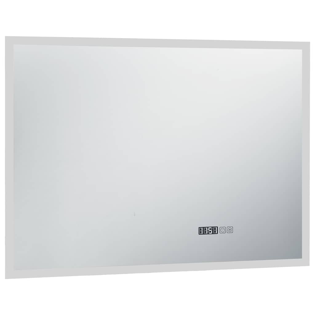 LED de miroir de salle de bain Vidaxl avec capteur tactile et affichage de temps 100x60 cm