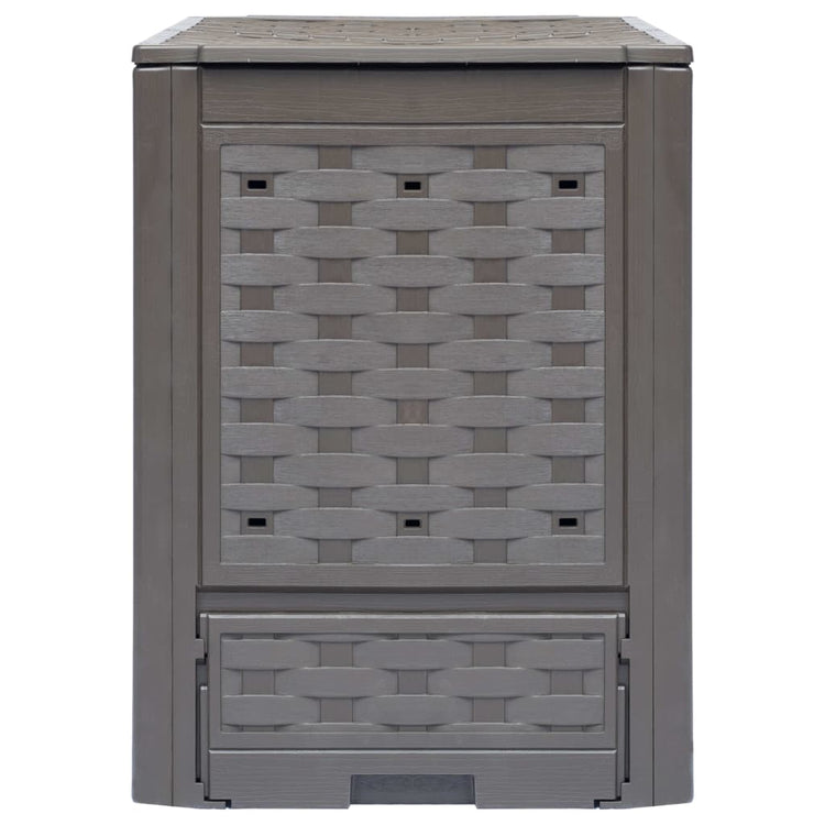VIDAXL COMPOST BIN 300 L 60X60X83 CM BRUN-ROTAN PLASTIQUE