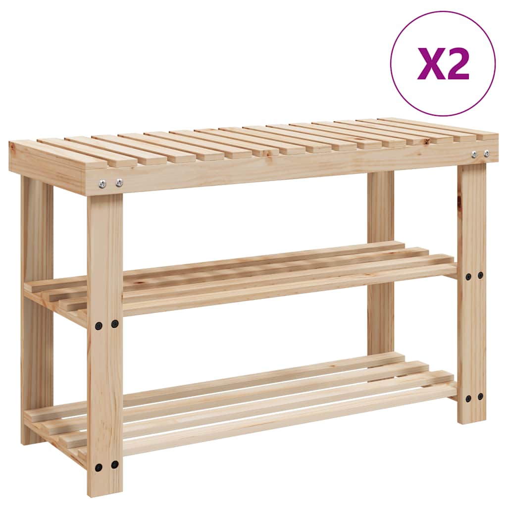 Racks de chaussures Vidaxl avec canapé 2 pc en bois massif