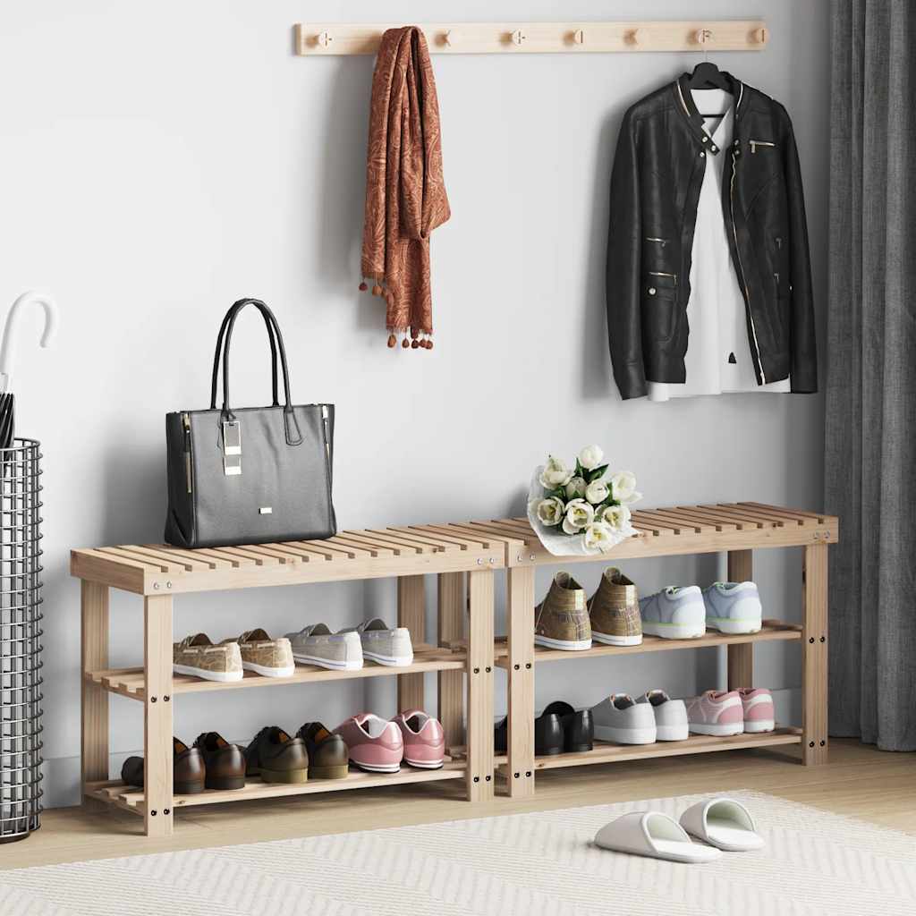 Racks de chaussures Vidaxl avec canapé 2 pc en bois massif
