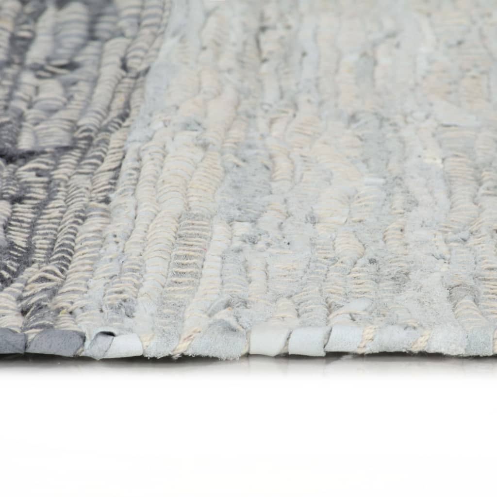 Vidaxl tapis Chindi Hand - tissé 160x230 cm en cuir gris